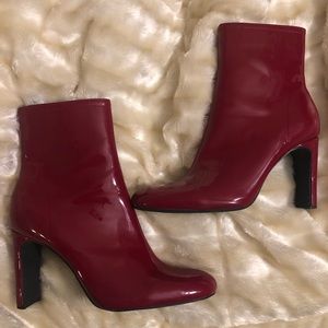 Red Patent Faux Leather Boots